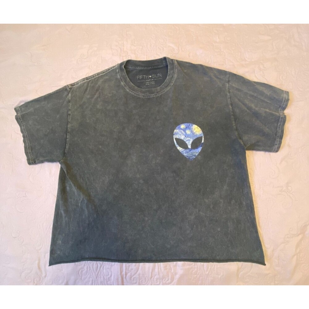 Fifth Sun Alien Starry Night Crop Top 100% Cotton Size Medium